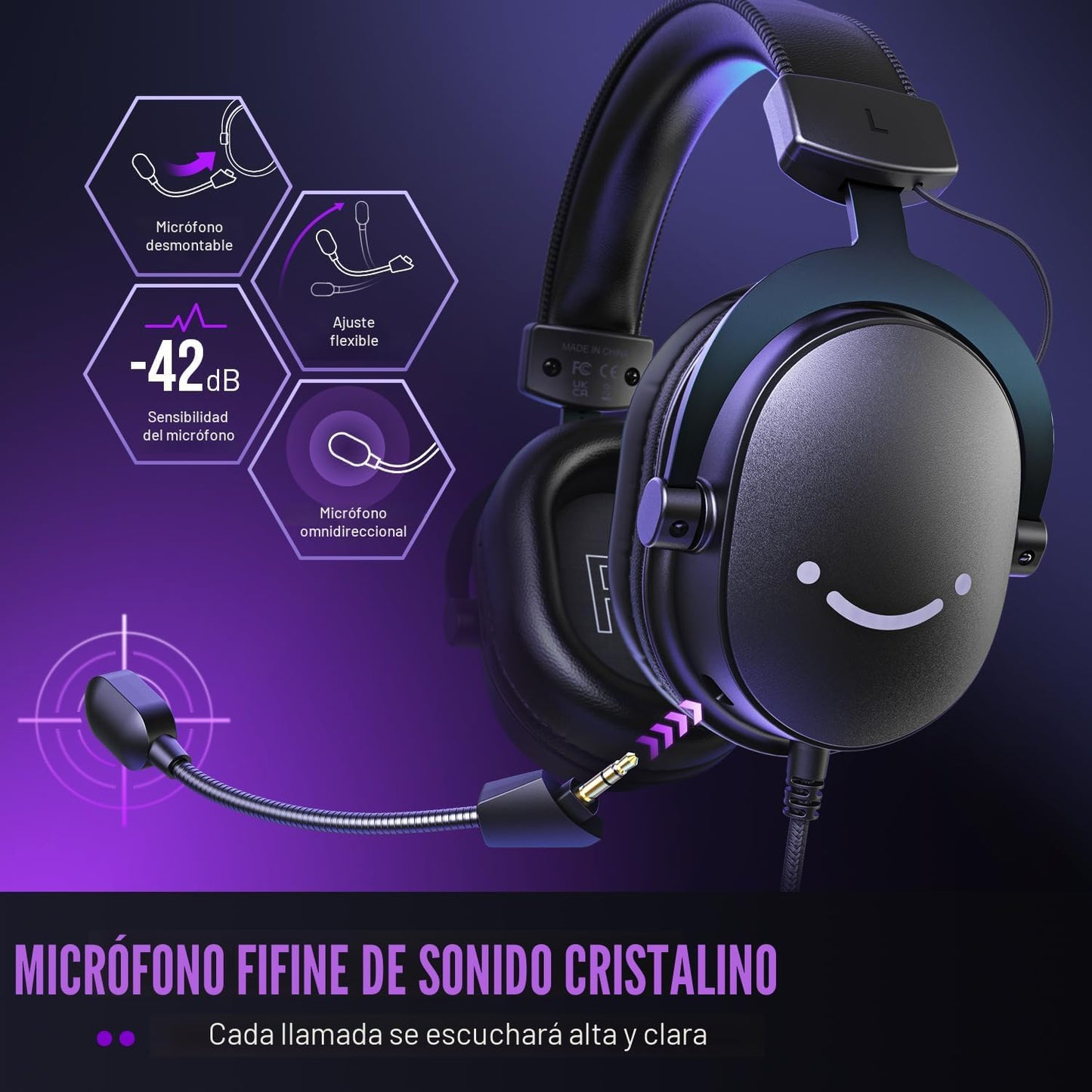 FIFINE Auriculares para juegos con cable, auriculares USB con sonid...