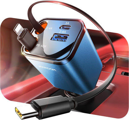 [2026 Ultra-compacto] Cargador retráctil para automóvil USB C de 84...