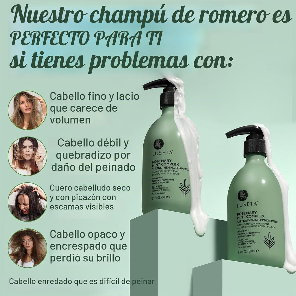Luseta - Juego de champú y acondicionador de menta y romero (4 piez...