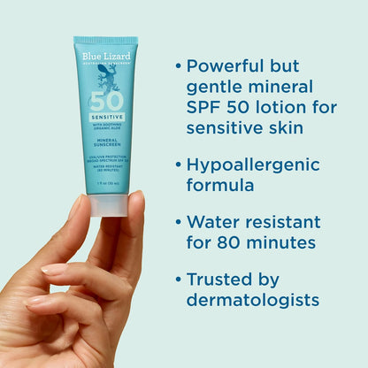 Blue Lizard Sensitive Mineral SPF 50 Loción de protección solar, 10...