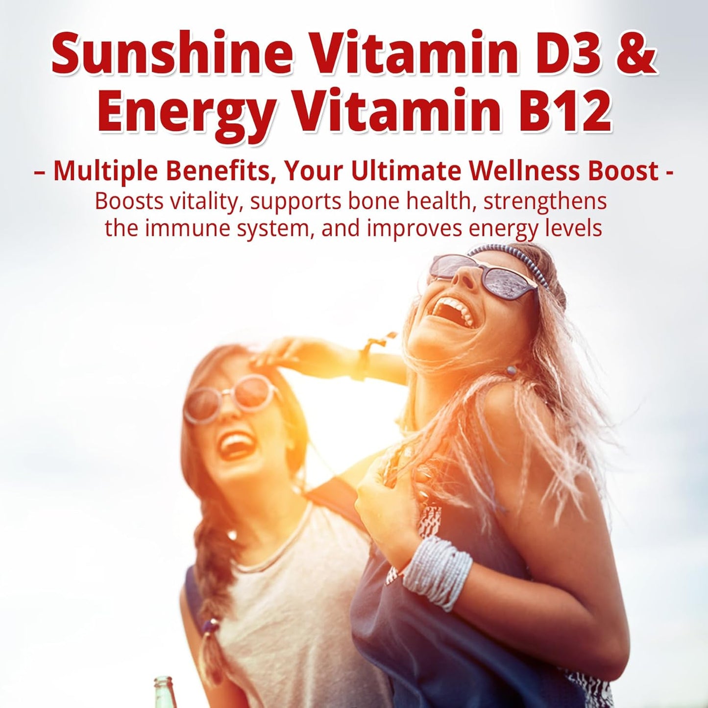 NEVISS Paquete de 2 gomitas veganas de vitamina D3 + vitamina B12,...
