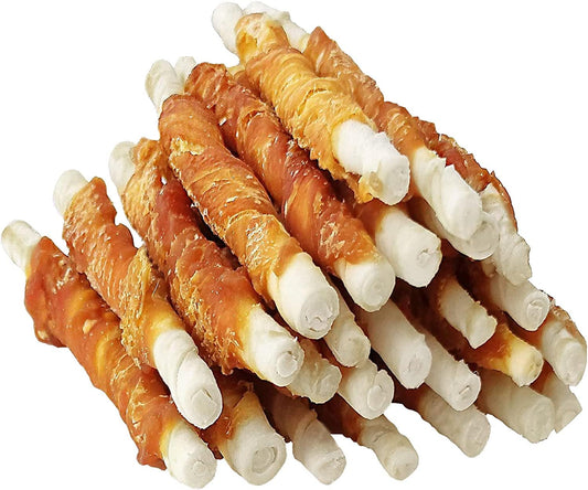MON2SUN Golosinas para perros, palitos de piel de pollo torcida de...