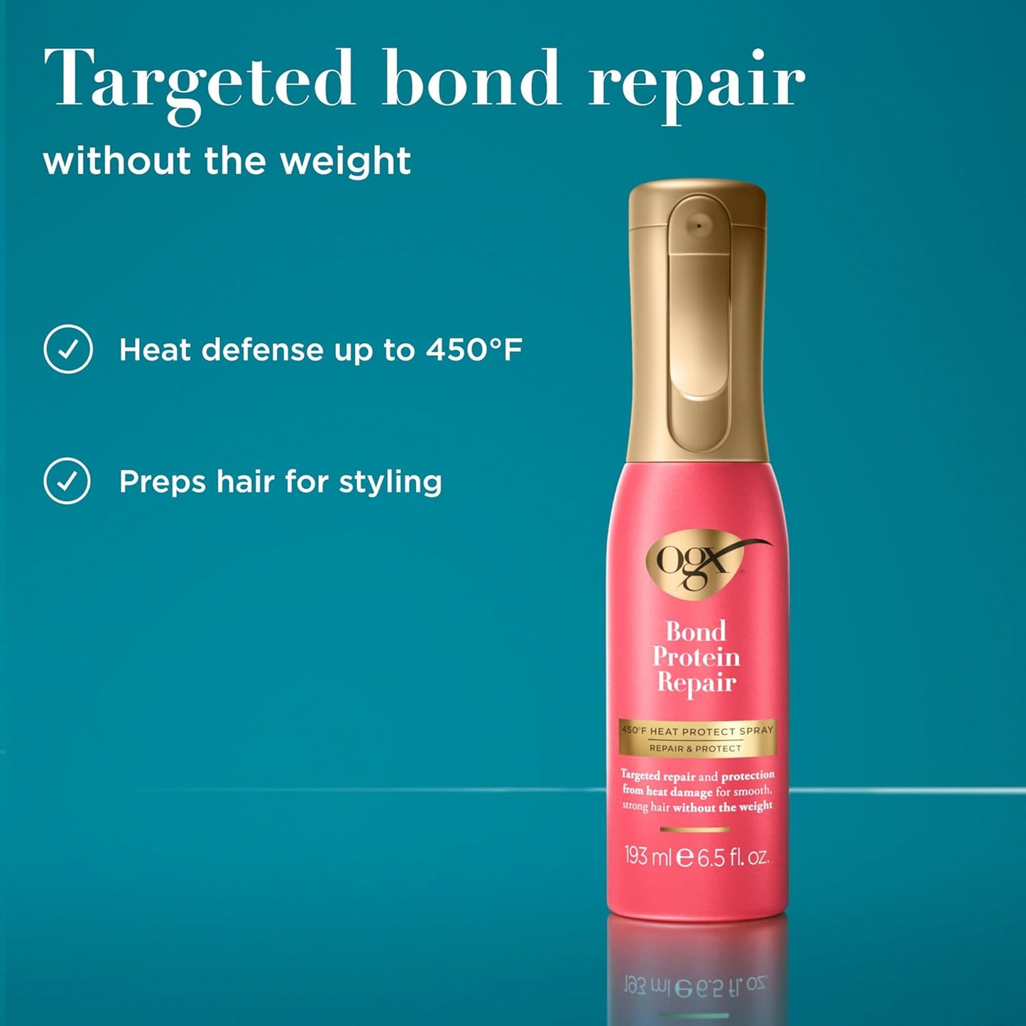 OGX Repair &amp; Protect Bond Protein Repair 450°F Spray protector...