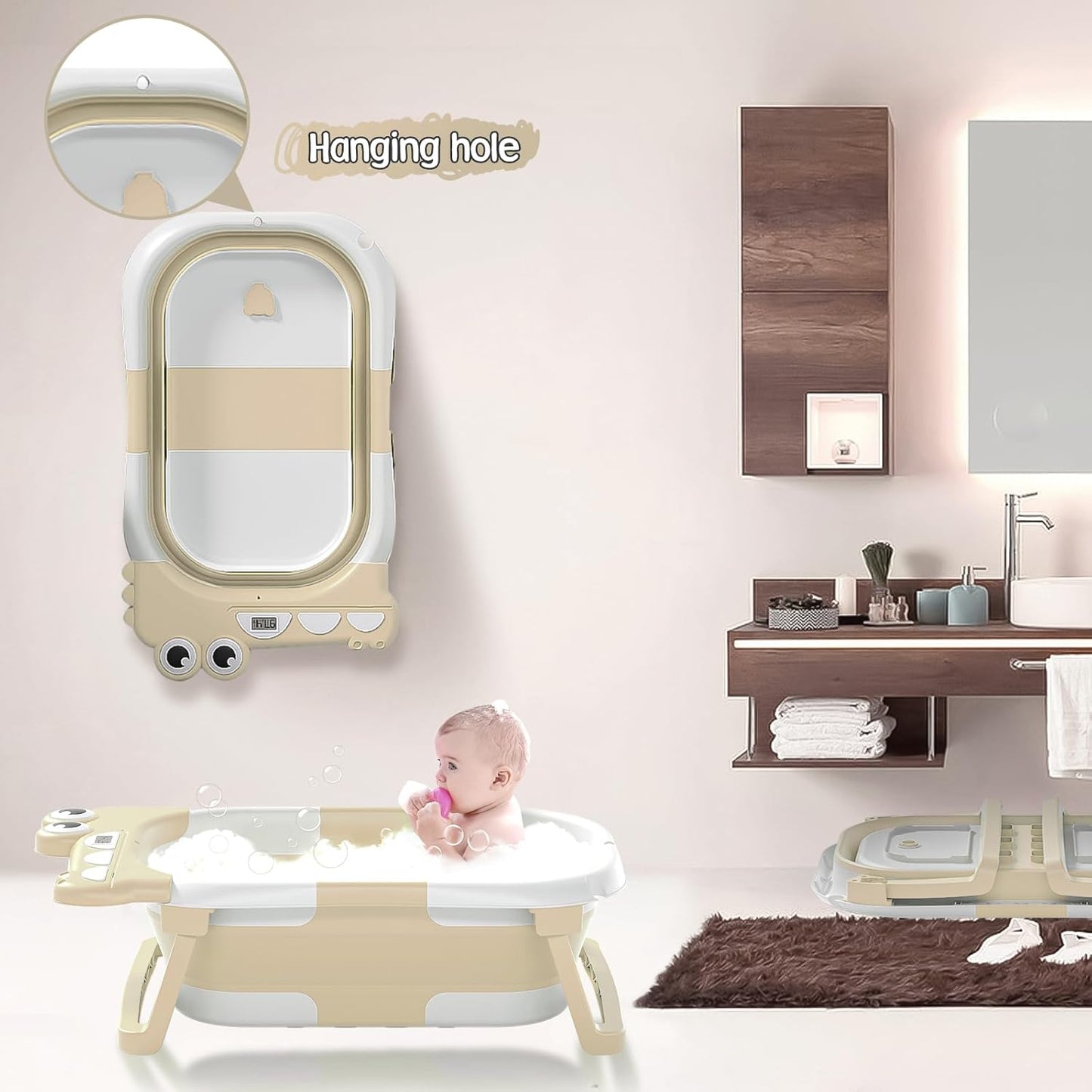 Bañera plegable para bebé recién nacido, bañera plegable para bebé...