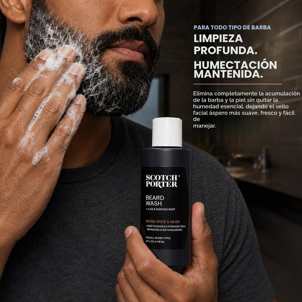 Scotch Porter Champú hidratante para lavado de barba, especias cáli...