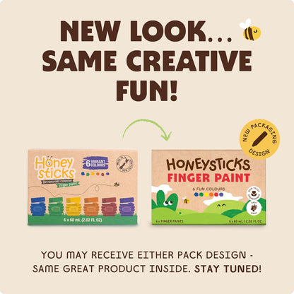 Honeysticks Pintura de dedos no tóxica (6 colores brillantes), lavable de la piel, pintura segura para dedos para niños pequeños, niños de 1 a 3, 2 a 4, 3 a 5 años, primera pintura perfecta para