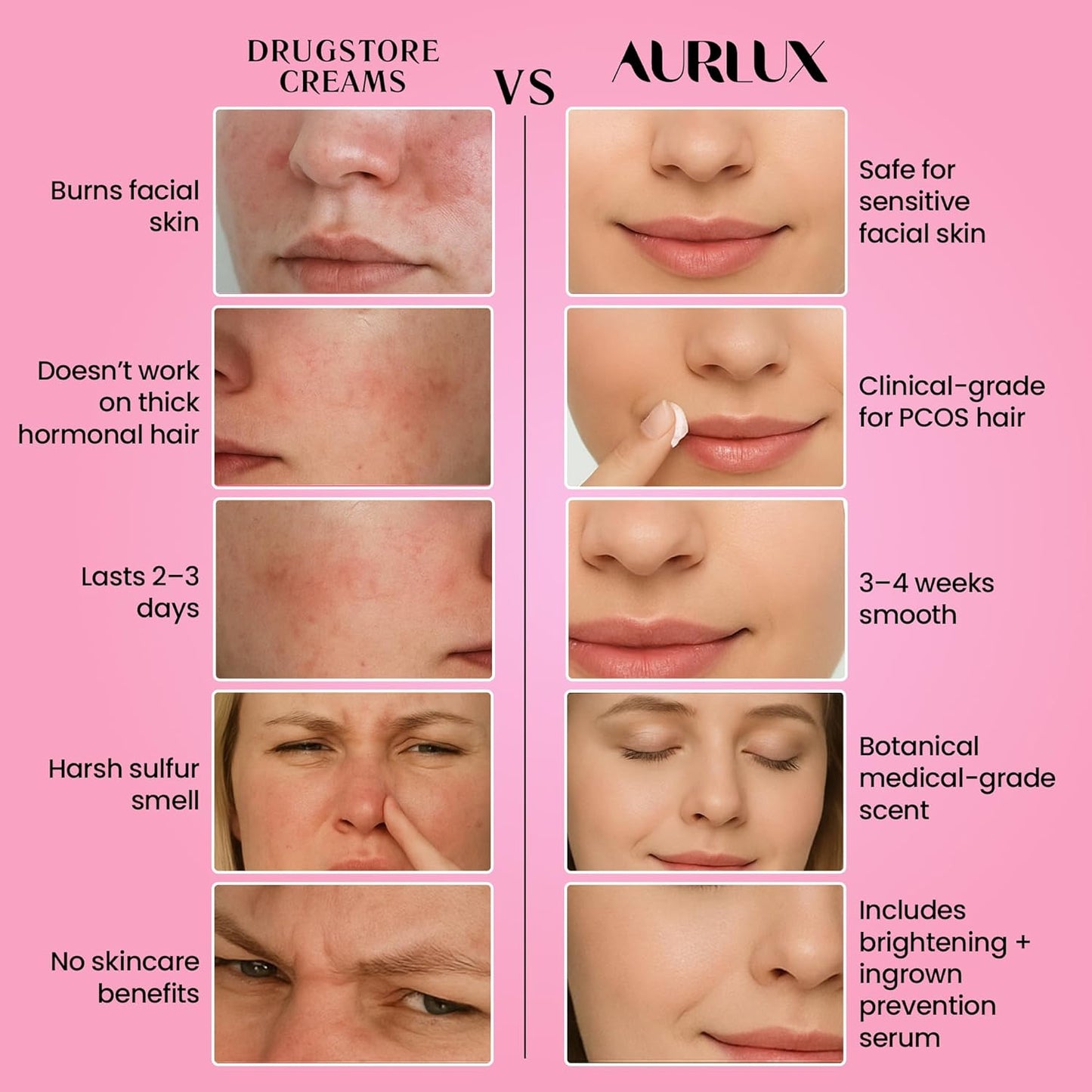 Aurlux Crema de depilación instantánea para mujeres, removedor de v...