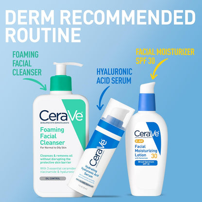 CeraVe AM Loción hidratante facial con SPF 30, hidratante facial si...