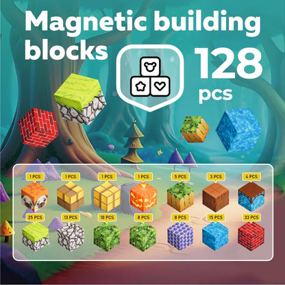 Bloques magnéticos cubos de 128 piezas, bloques de construcción STE...