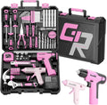 GRENPRO Juego de herramientas rosa, juego de taladro, 188 piezas de...