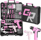 GRENPRO Juego de herramientas rosa, juego de taladro, 188 piezas de...