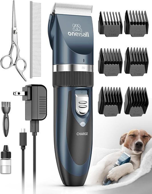 oneisall - Cortapelos para perros de ruido bajo, recargable, inalám...