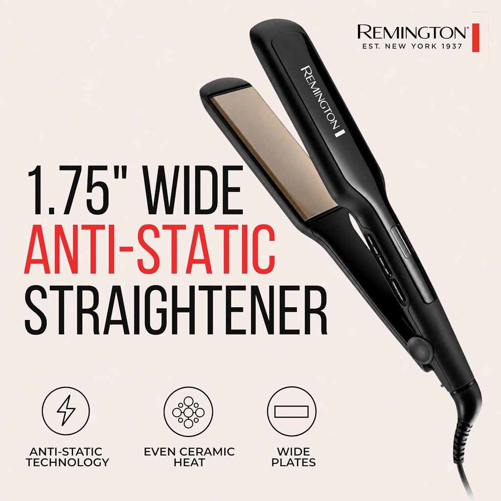 REMINGTON Plancha de pelo antiestática de 1.75 pulgadas, plancha pl...