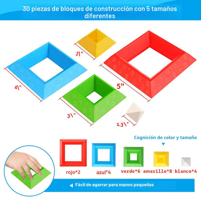 Juguetes Montessori para niños y niñas de 1, 2, 3, 4 años, actividades de aprendizaje preescolar, 30 piezas de bloques de construcción, apilables, juguetes educativos, regalos sensoriales STEM