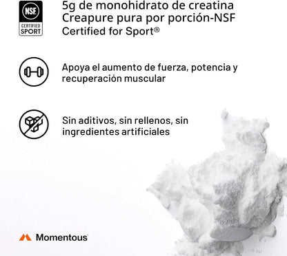 Momentous Polvo de monohidrato de creatina y limón, creatina en pol...
