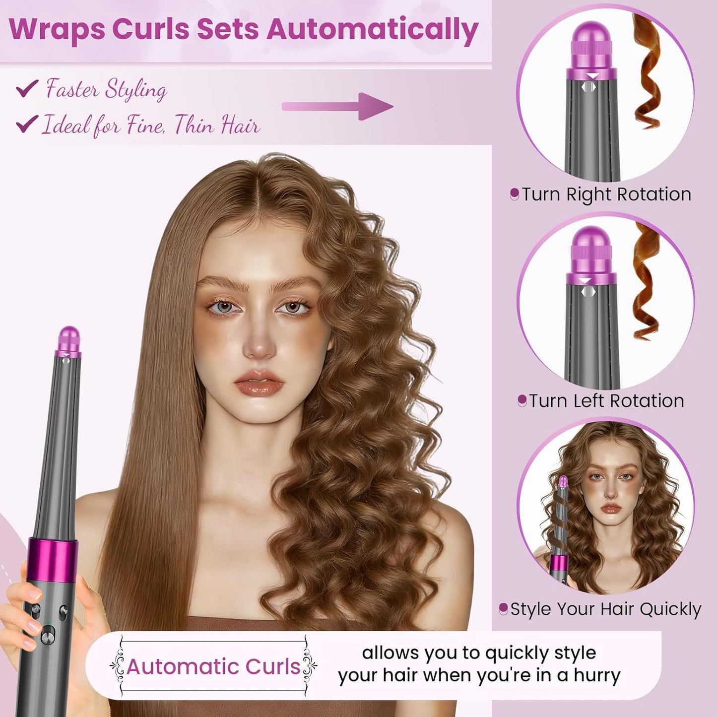 PUREGUST Accesorio cónico de barriles de pelo largo compatible con...