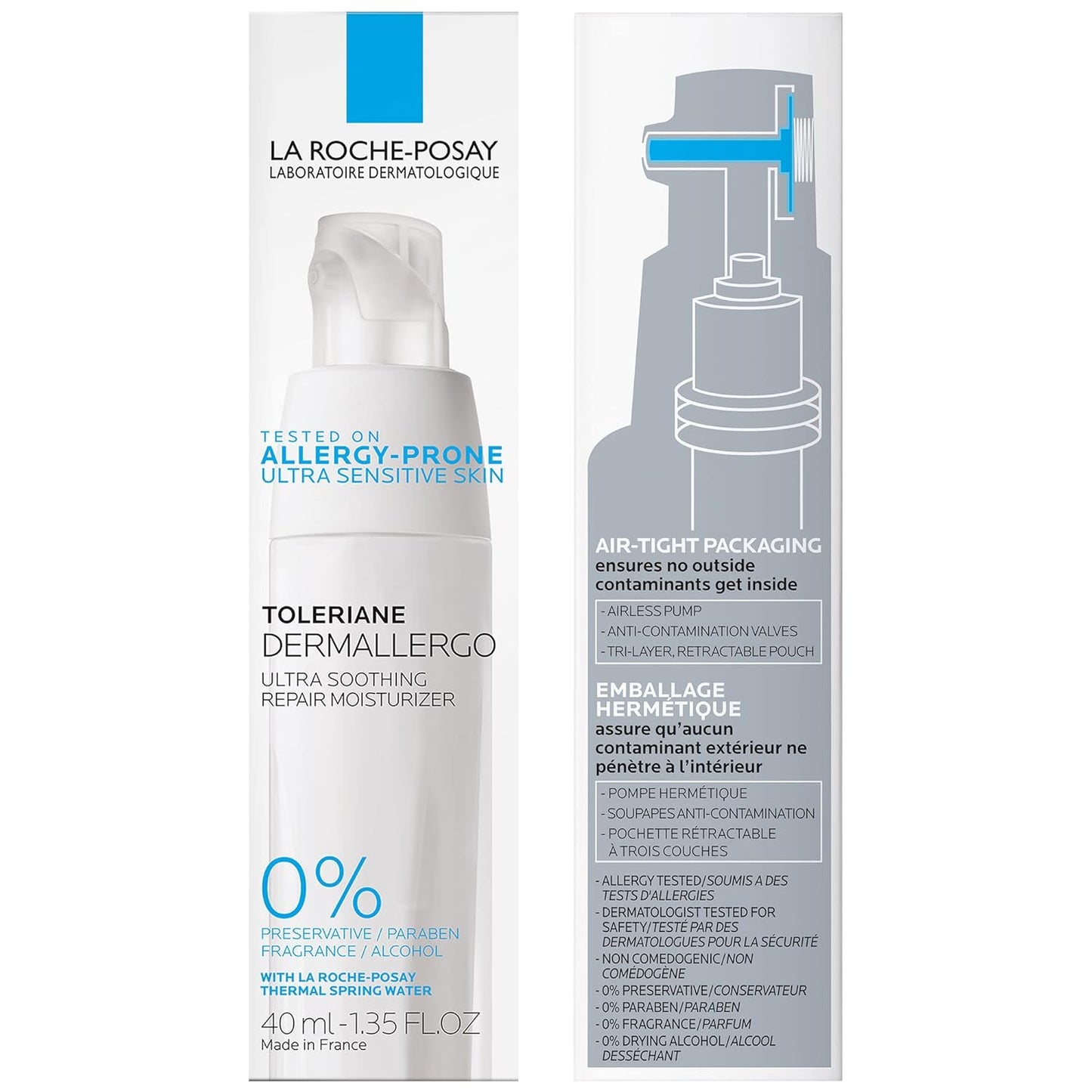 La Roche-Posay Toleriane Humectador facial, relajante, ultra Intenso, para piel sensible, de 1.35 onzas líquidas.