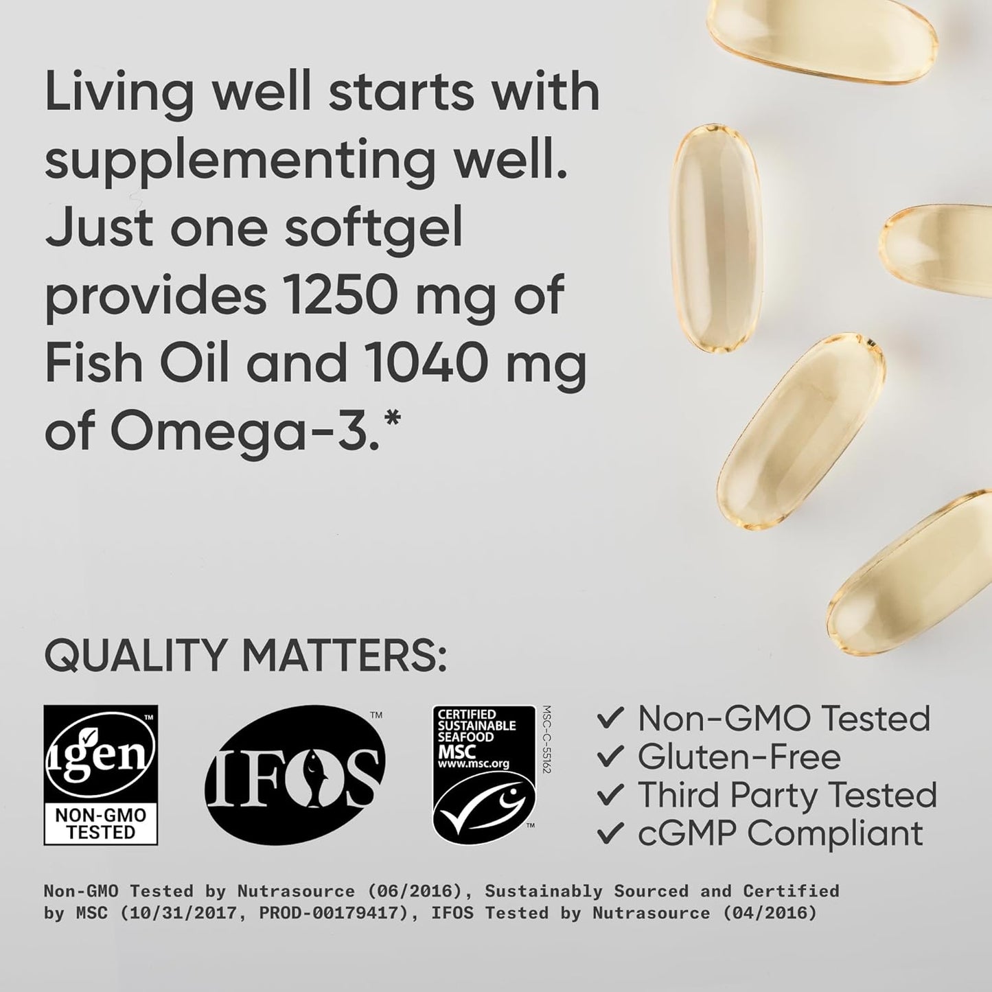 Sports Research® Omega-3 Aceite de Pescado 1250 - Suplemento de Ace...