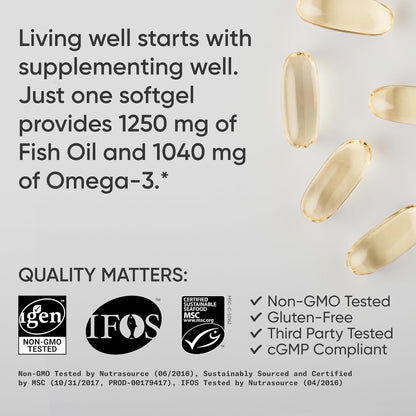 Sports Research® Omega-3 Aceite de Pescado 1250 - Suplemento de Ace...