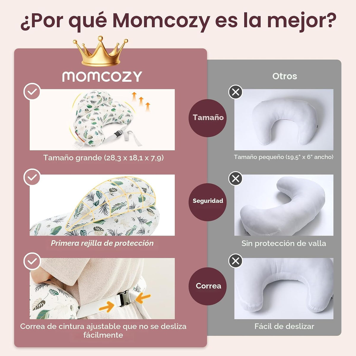 Momcozy - Almohada de lactancia con barrera de seguridad pionera: m...
