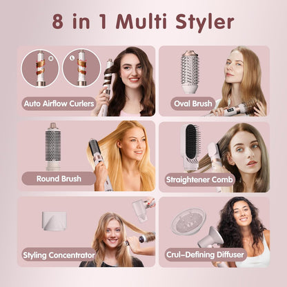 Estilizador de cabello 8 en 1, herramientas de peinado con 3 ajuste...