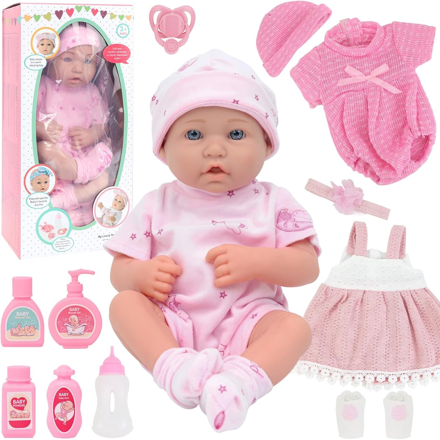 UNICORN ELEMENT Muñeca de bebé de 14 pulgadas con juego de accesori...