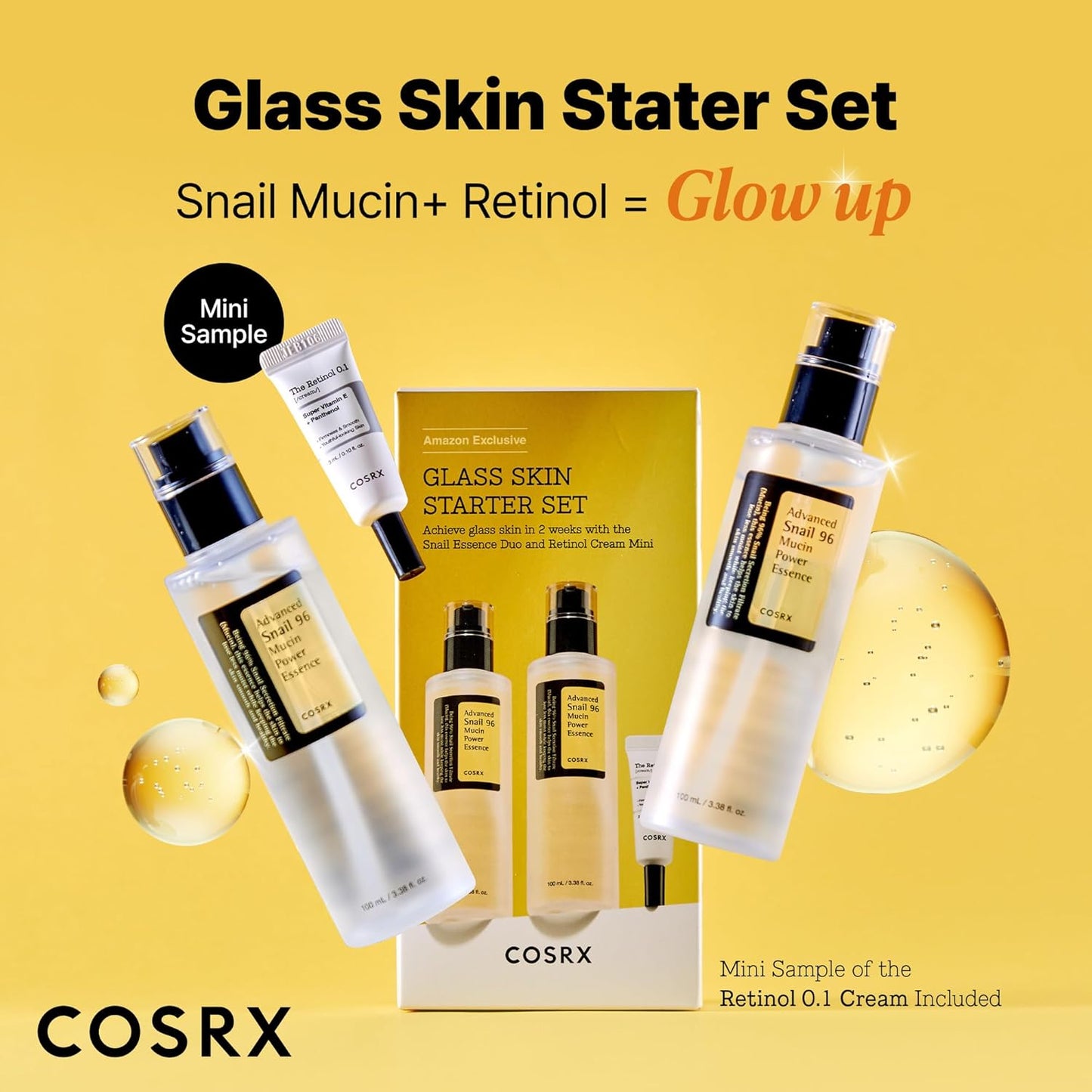 COSRX Snail 96% Mucin Power Essence 2ea y Retinol 0.1% Cream Mini S...