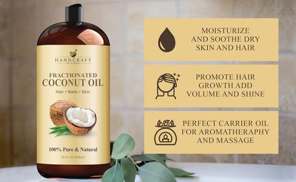 Handcraft Blends Aceite de coco fraccionado, 28 onzas líquidas, 100...