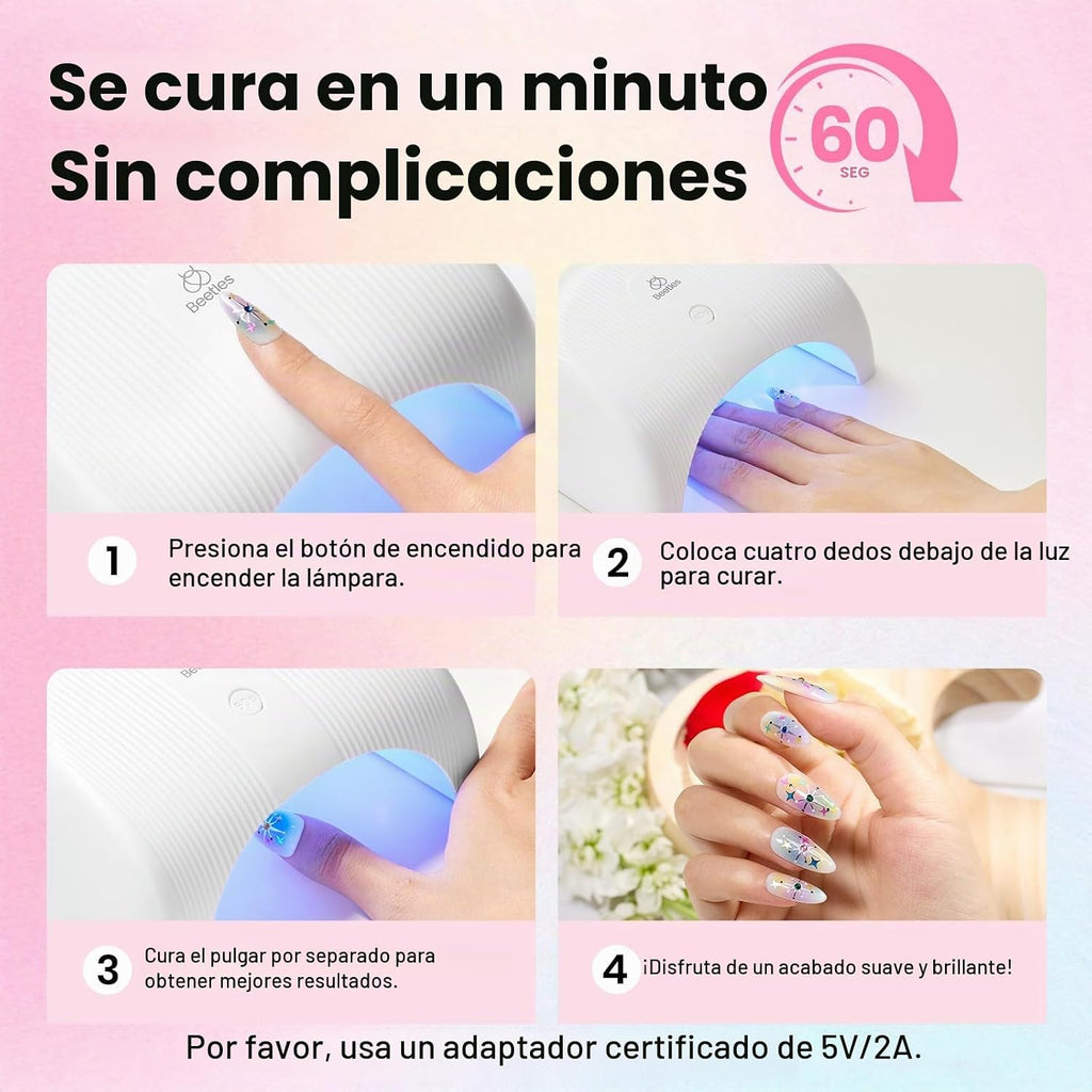 Beetles - Kit de esmalte de uñas de gel con luz UV, 54 piezas, 32 c...