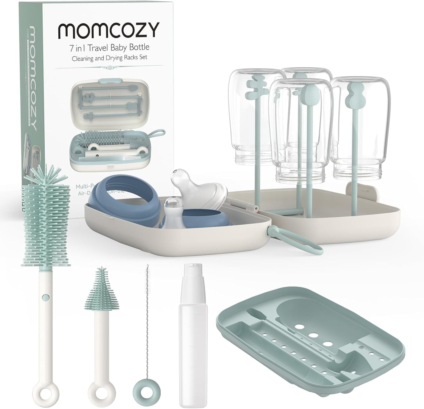 Momcozy Juego de cepillos para biberones, kit limpiador de biberone...
