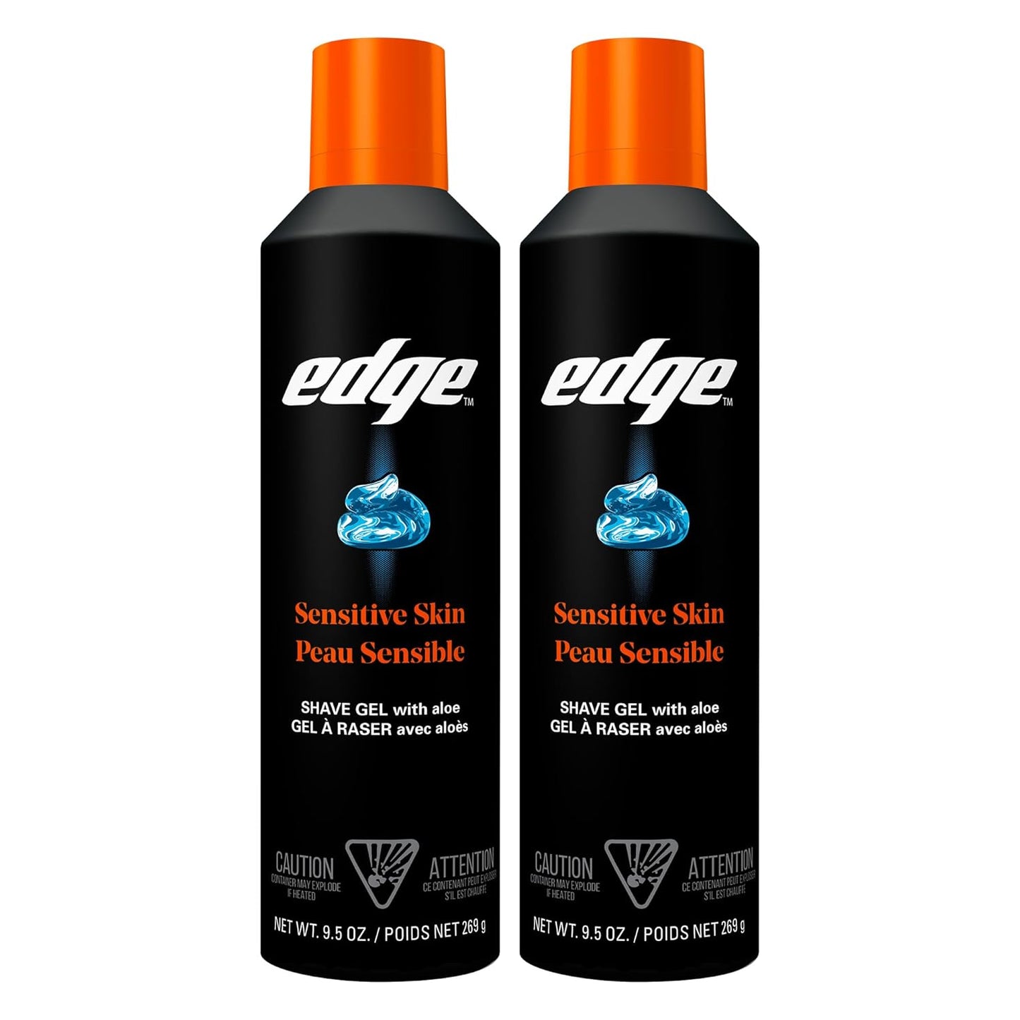 Edge Gel de Afeitar para Hombres, 9.5 oz, Paquete de 2 Gel de Afeitar para Hombres con Aloe, Crema de Afeitar para Hombres para Piel Sensible - Hidrata, Protege y Calma