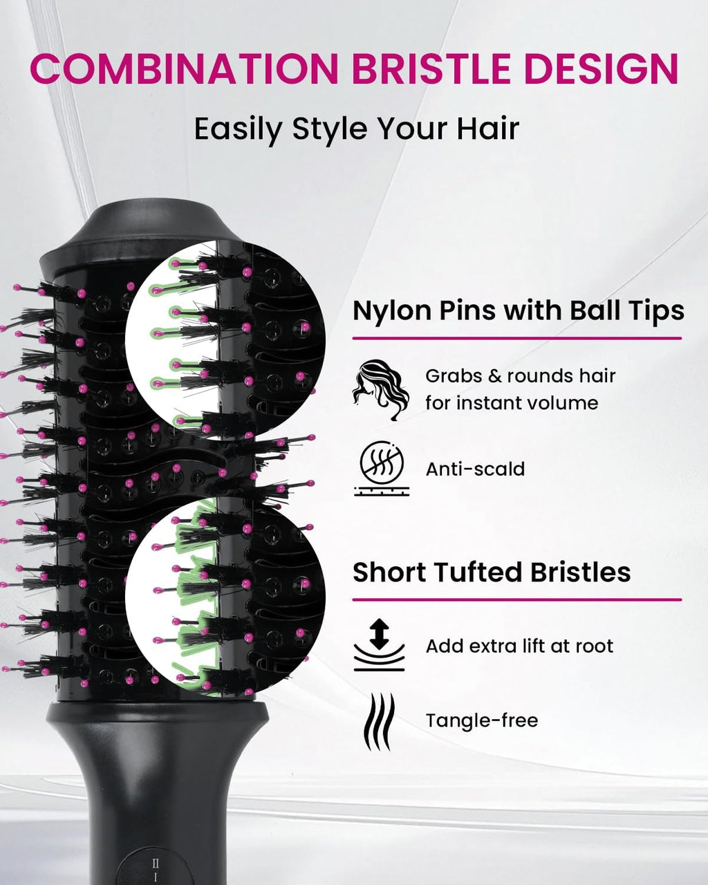 Cepillo Secador de Pelo, Secador de Pelo con Cepillo 4 en 1, Estilo con Aire Caliente, Cepillo para Secado y Volumización con Tecnología Iónica | Barril Ovalado de Titanio | Secado con Soplado
