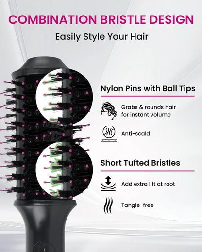 Cepillo Secador de Pelo, Secador de Pelo con Cepillo 4 en 1, Estilo con Aire Caliente, Cepillo para Secado y Volumización con Tecnología Iónica | Barril Ovalado de Titanio | Secado con Soplado