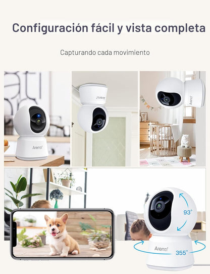 ARENTI Cámara de seguridad 5G para interiores, cámara para mascotas...