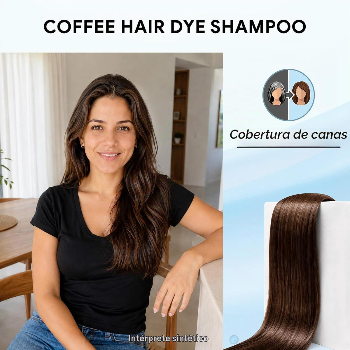 Ivnil Champú para teñir el cabello con café 3 en 1, color instantán...