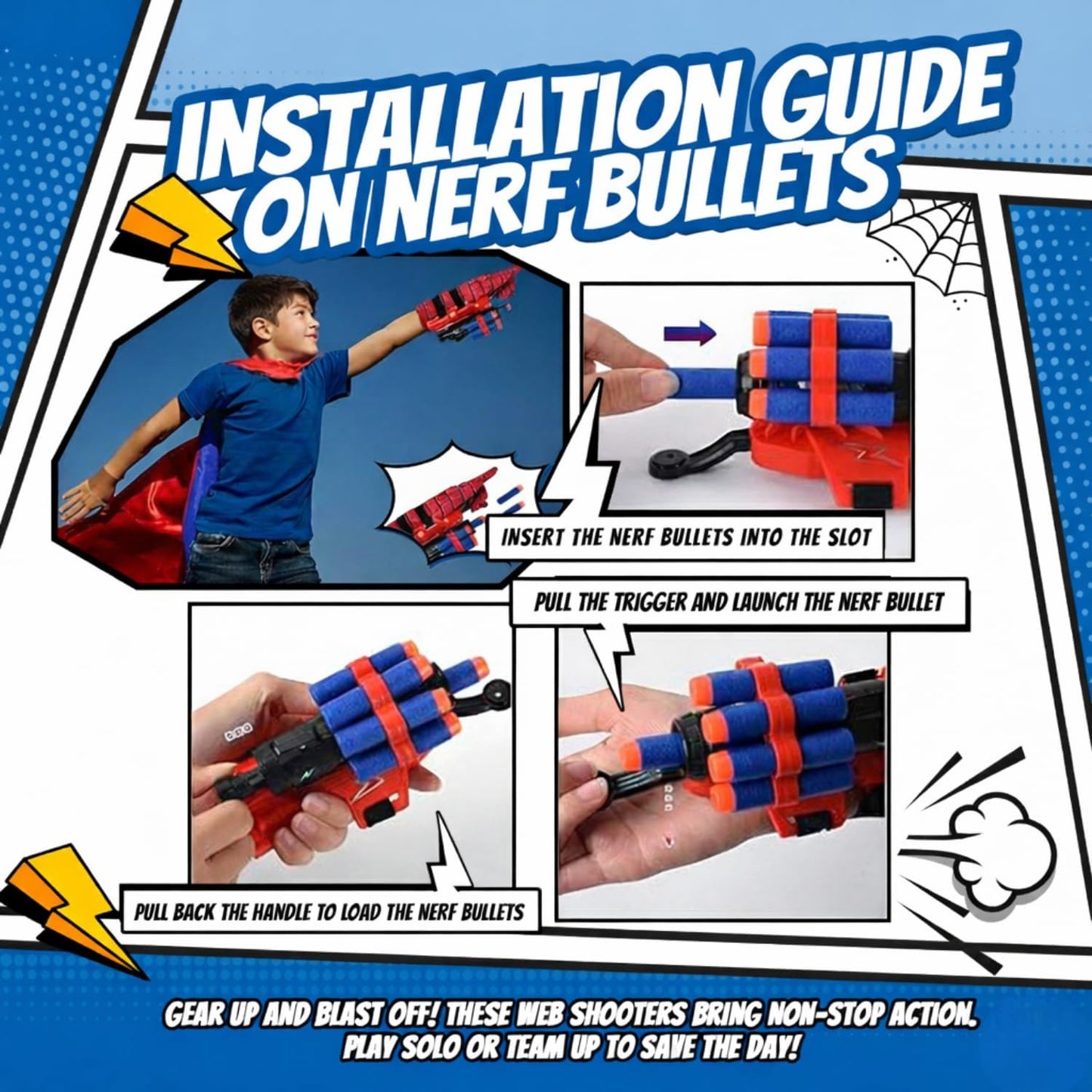 Juego de juguetes de superhéroe, incluye 2 tiradores, 2 guantes y 1...
