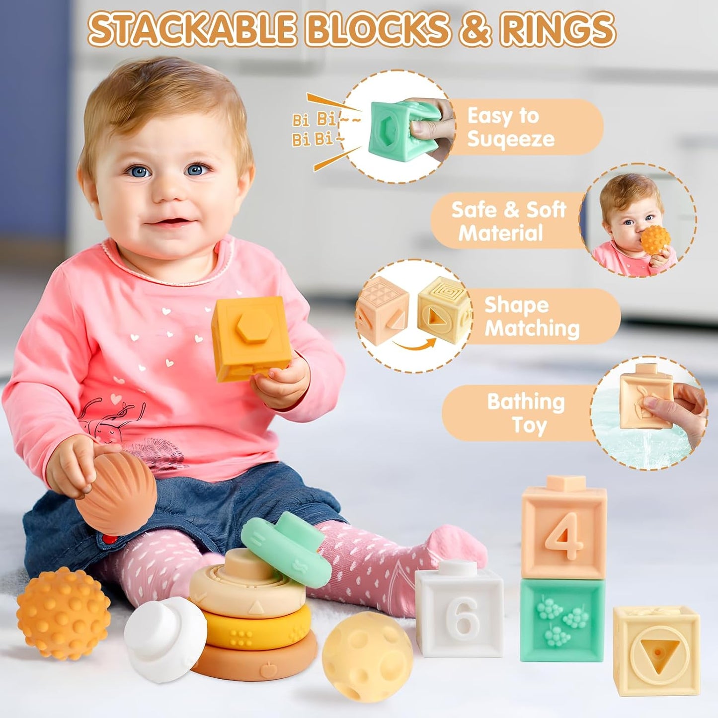 Wuzhineisn Juguetes para bebés de 6 a 12 meses, juguetes Montessori...