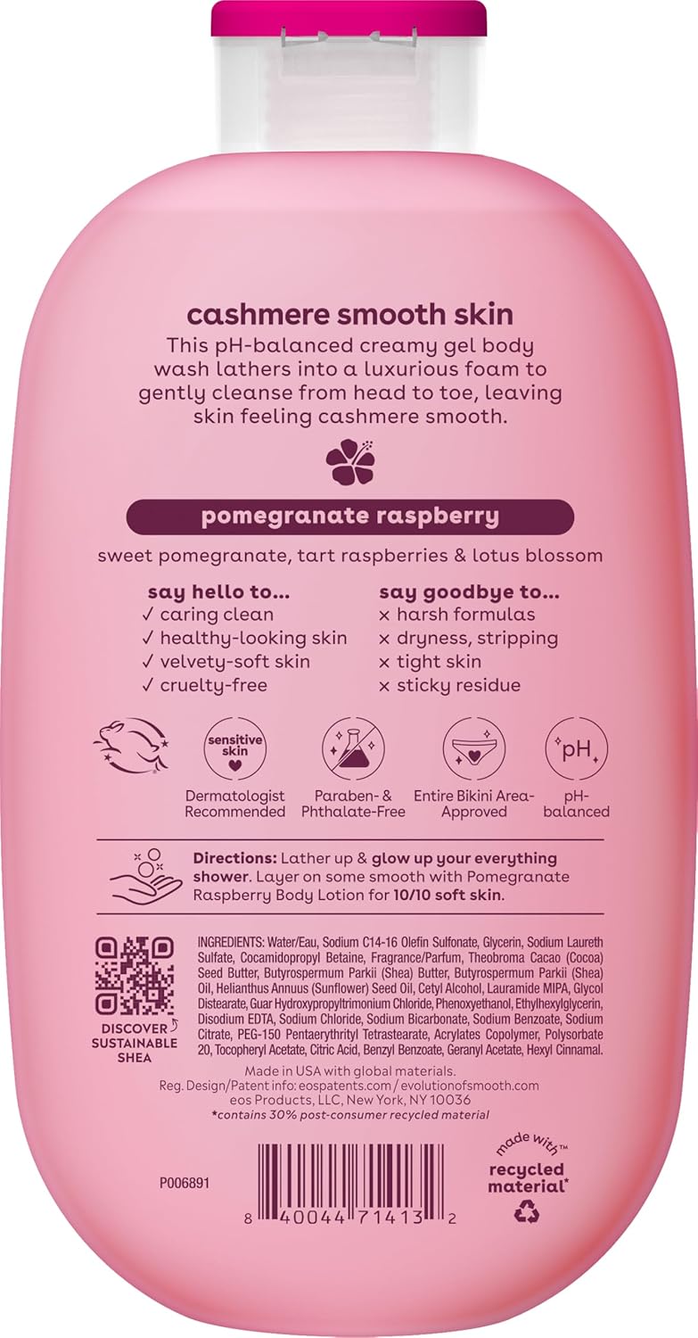eos Gel de baño de cachemira - Granada frambuesa, gel hidratante pa...