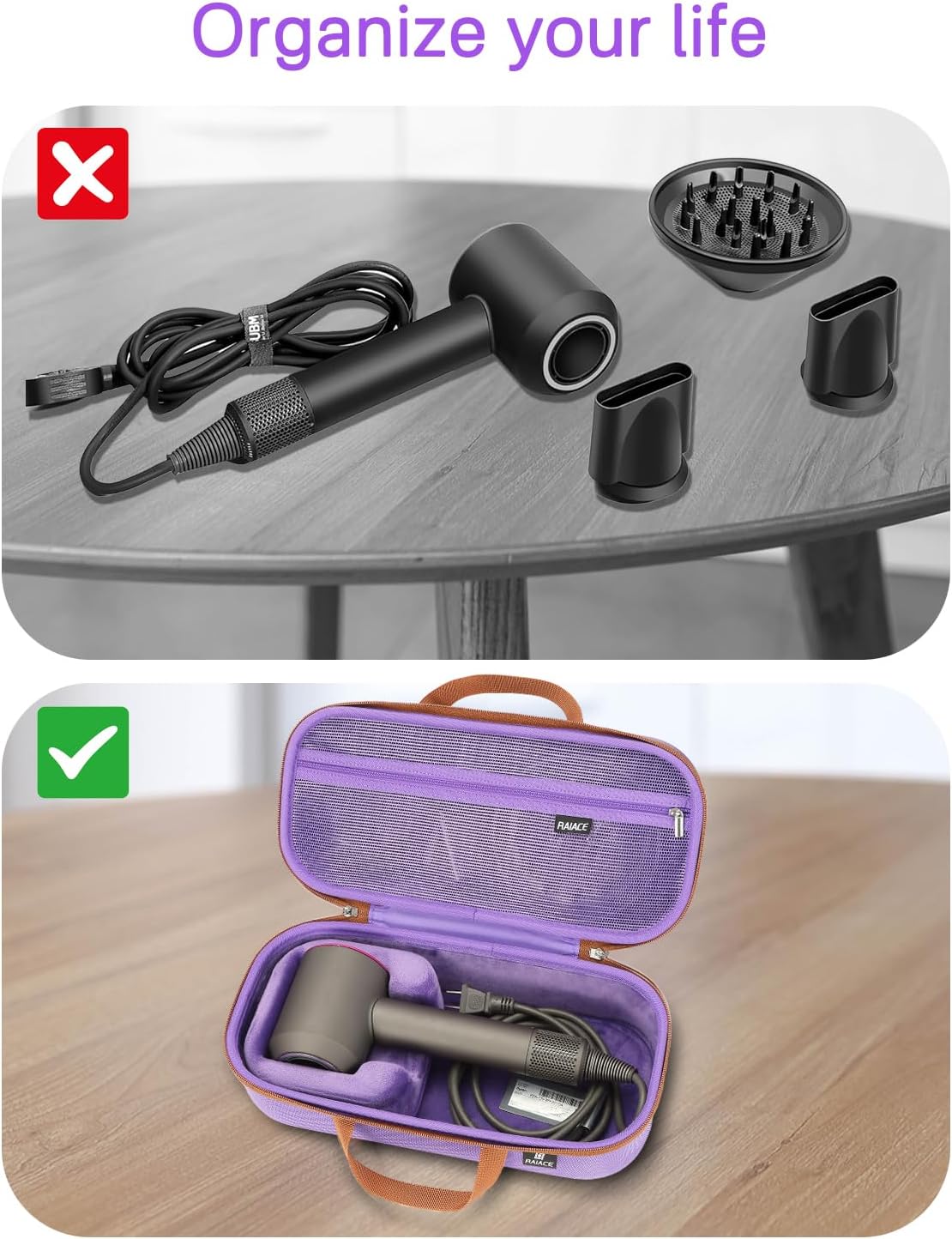 Estuche rígido de almacenamiento RAIACE Compatible con secador de p...