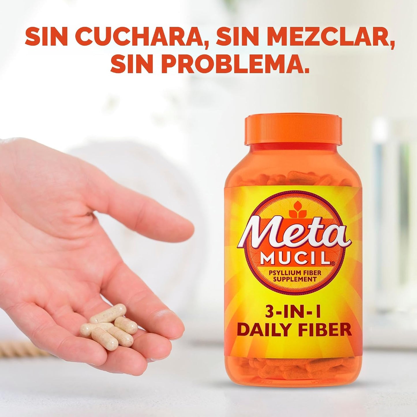 Cápsulas de suplemento de fibra Metamucil psyllium 100 unidades, 30...