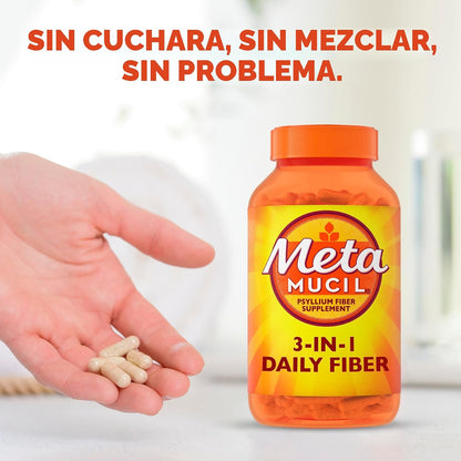 Cápsulas de suplemento de fibra Metamucil psyllium 100 unidades, 30...
