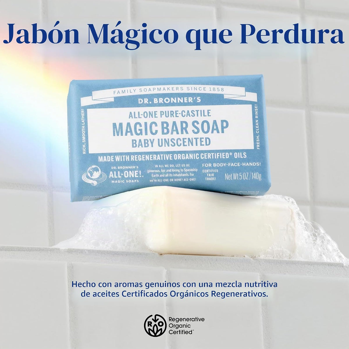 Dr. Bronner's Pure-Castile - Jabón en barra, bebé sin perfume,...