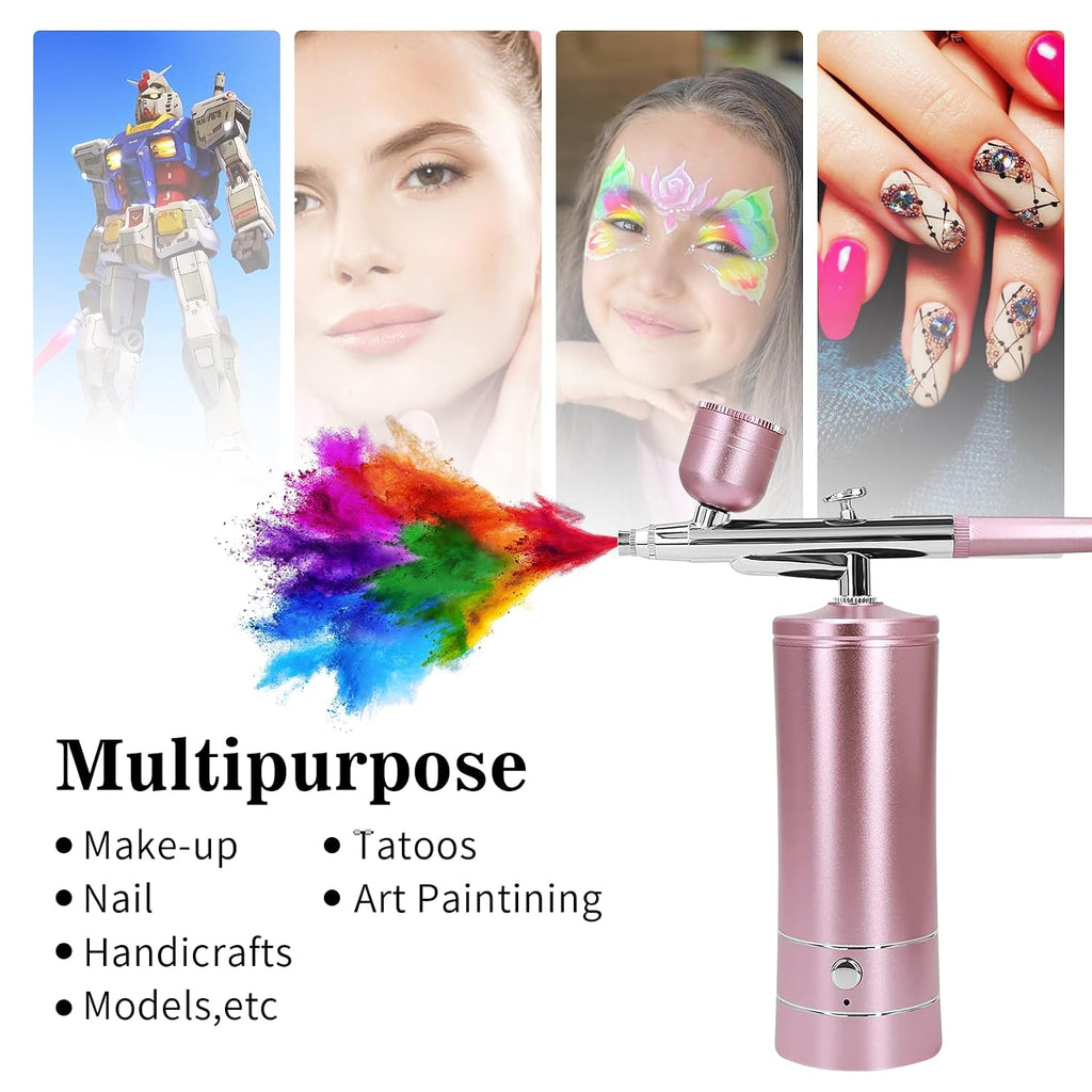 Kit de aerógrafo con compresor de aire, dijes de uñas, cepillo de a...