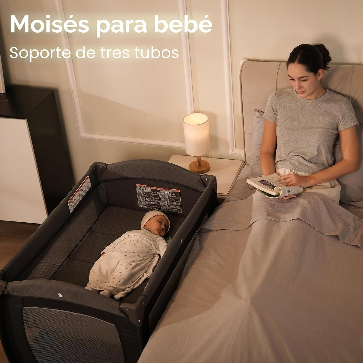 Pamo Babe Pack and Play 4 en 1 - Corral para bebés con moisés y cam...