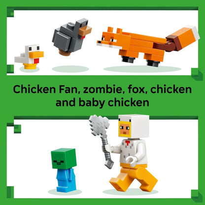 LEGO Minecraft Chicken Farm - Juguete de construcción para niños, juego de videojuegos y figuras para niños y niñas, a partir de 7 años, regalo para cumpleaños, 21585