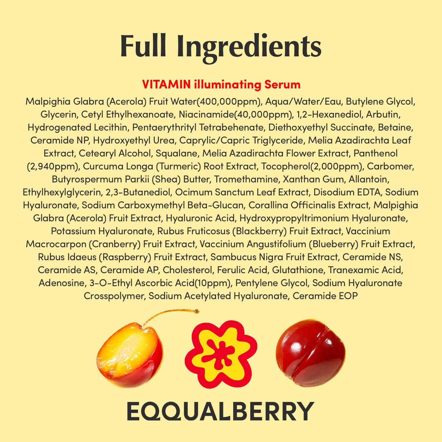 EQQUALBERRY Suero iluminador de vitaminas | Niacinamida 4% + suero...