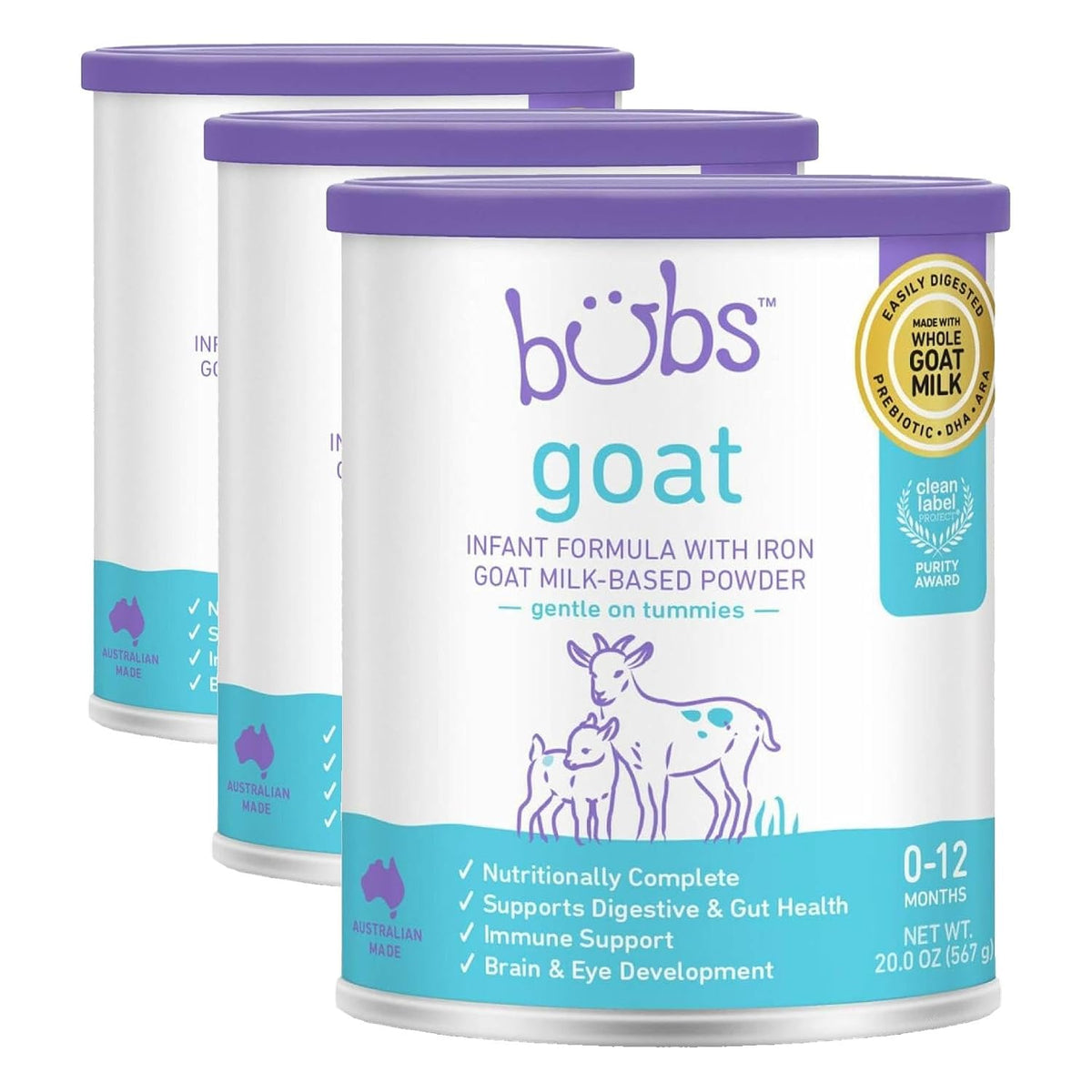 Bubs Fórmula infantil de leche de cabra entera para 0 a 12 meses, l...