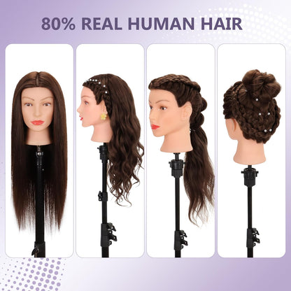 Cabeza de maniquí de cabello humano 80% cabello real, cabeza de man...