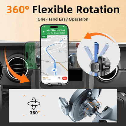 Soporte de teléfono para Jeep Wrangler / Gladiator 2018-2023, soporte de teléfono de automóvil para tablero de instrumentos - giratorio de 360° y ajustable - Soporte de teléfono celular manos libres