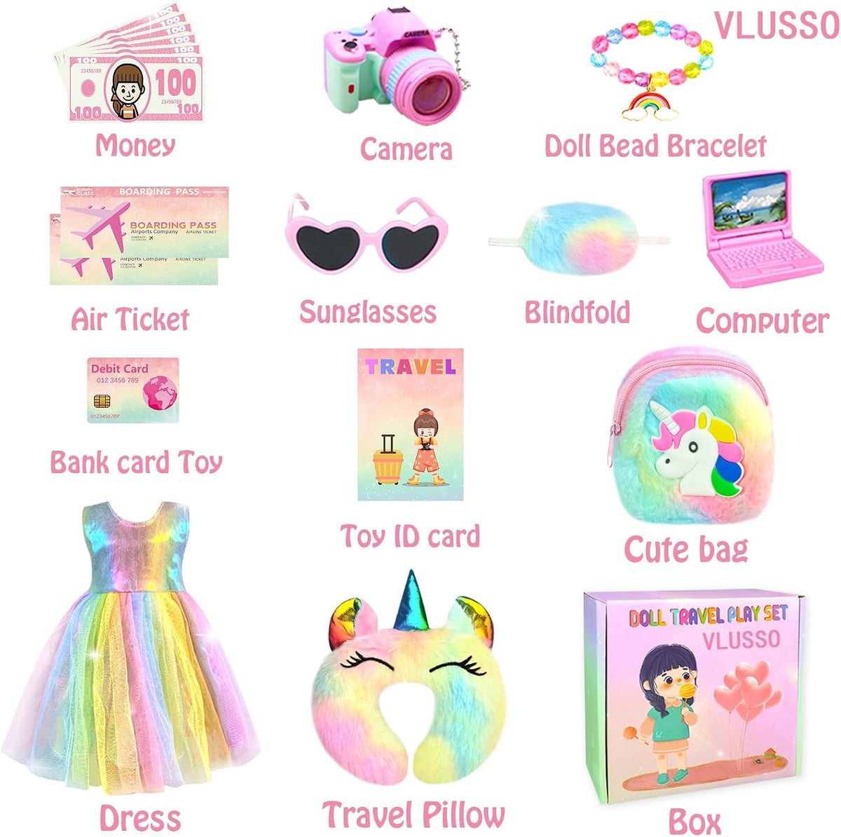 19 Piezas Accesorios para Muñeca de Niña de 18 Pulgadas, Maleta de...